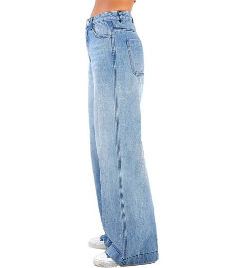 Women's High Waisted Wide Leg Jeans Straight Denim Pants Casual Baggy Trousers